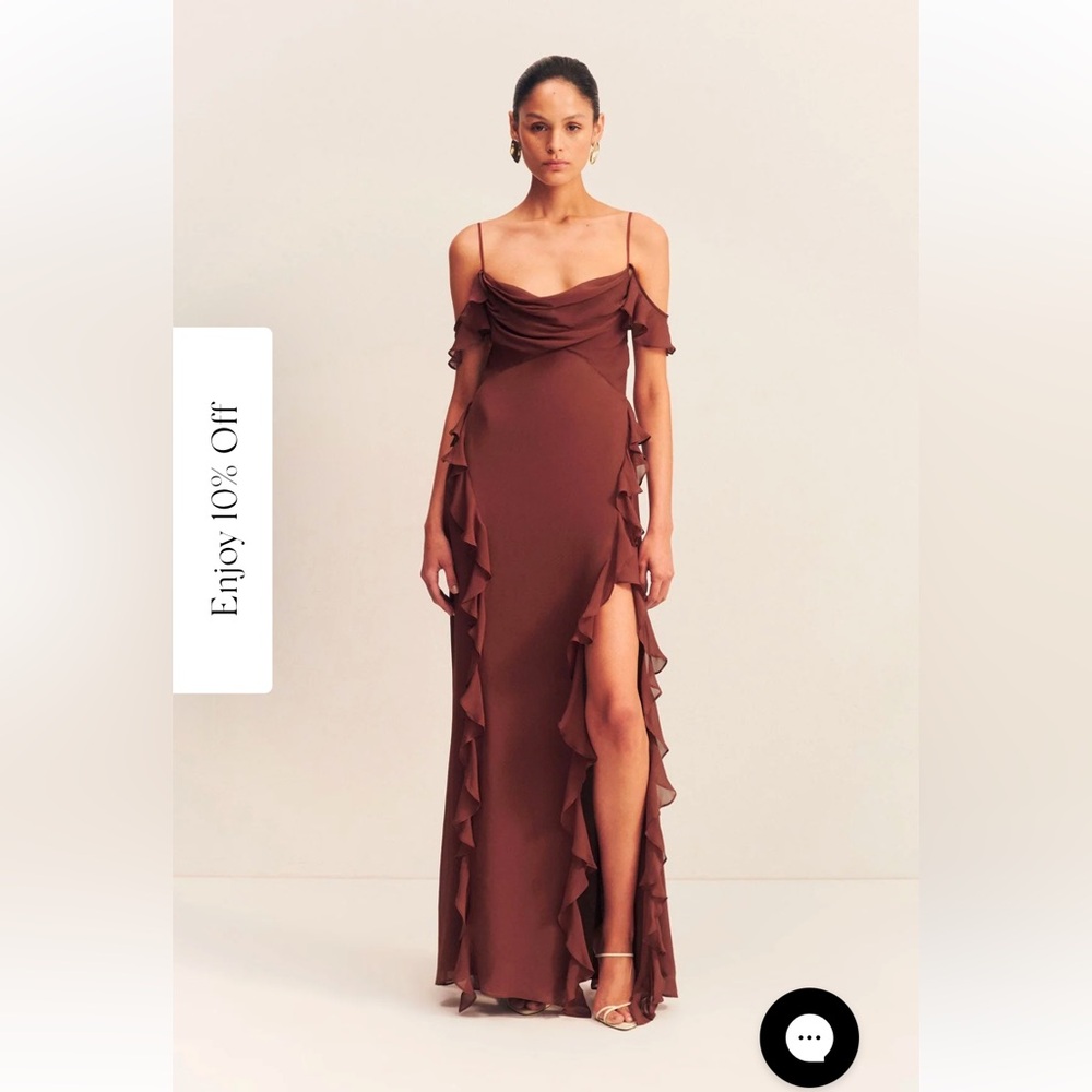 Shona Joy Blair Ruffle Cowl Maxi Dress Cacoa